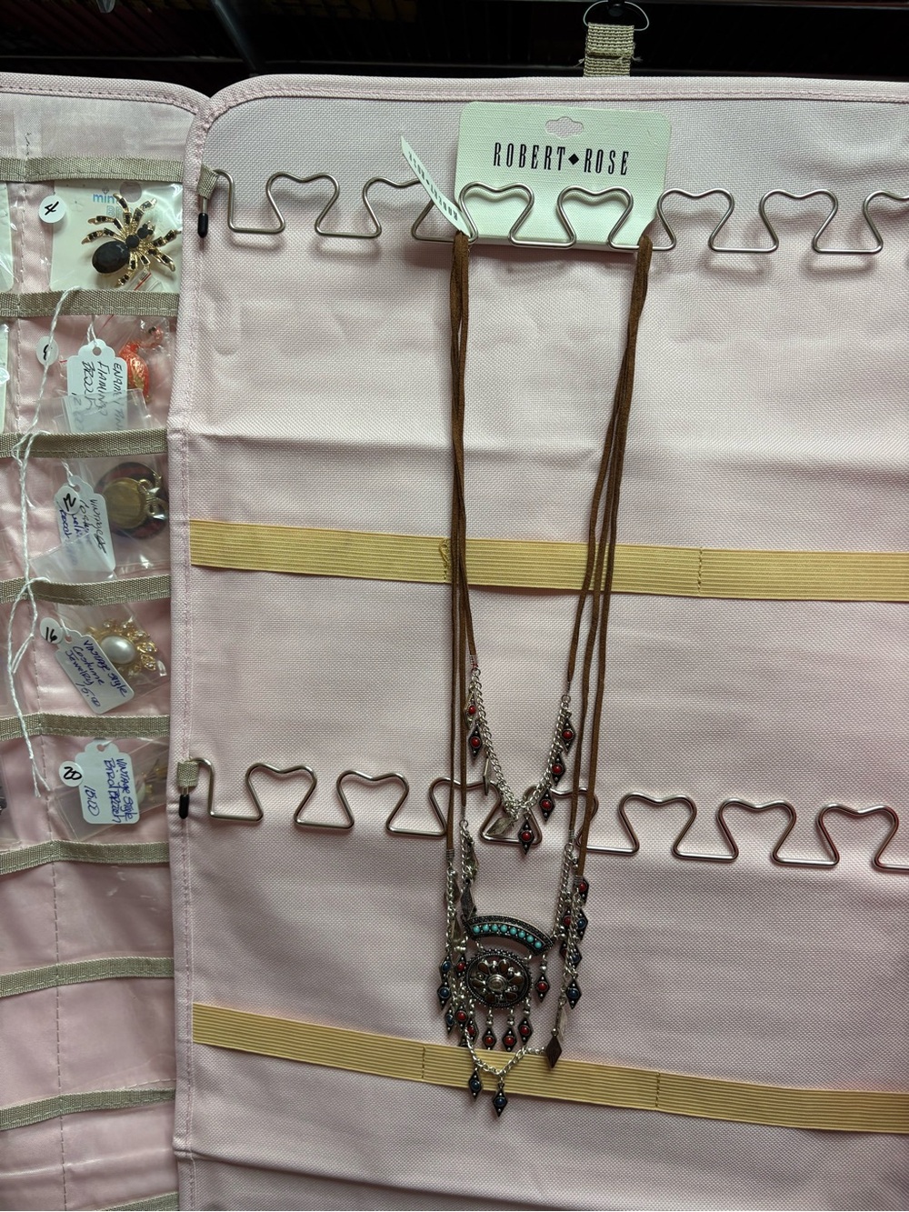 Robert Rose Multi-Layer Boho Necklace with Brown Suede and Turquoise Accents